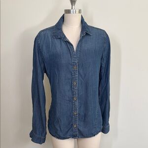 Blue Denim  Chambray Button-Up Shirt